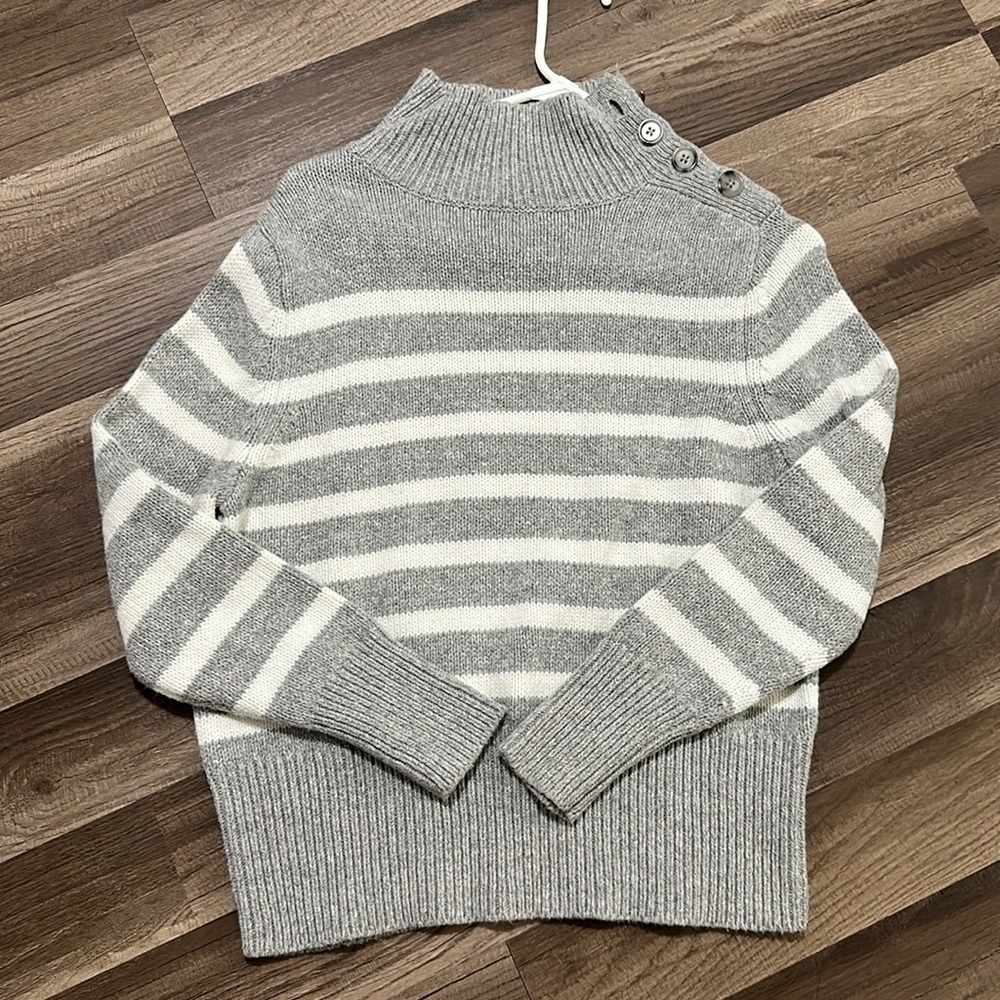 Striped knit turtleneck sweater